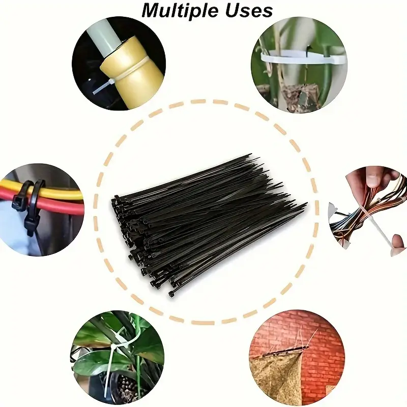 Conjunto de 100 Abraçadeiras de Nylon Autotraváveis